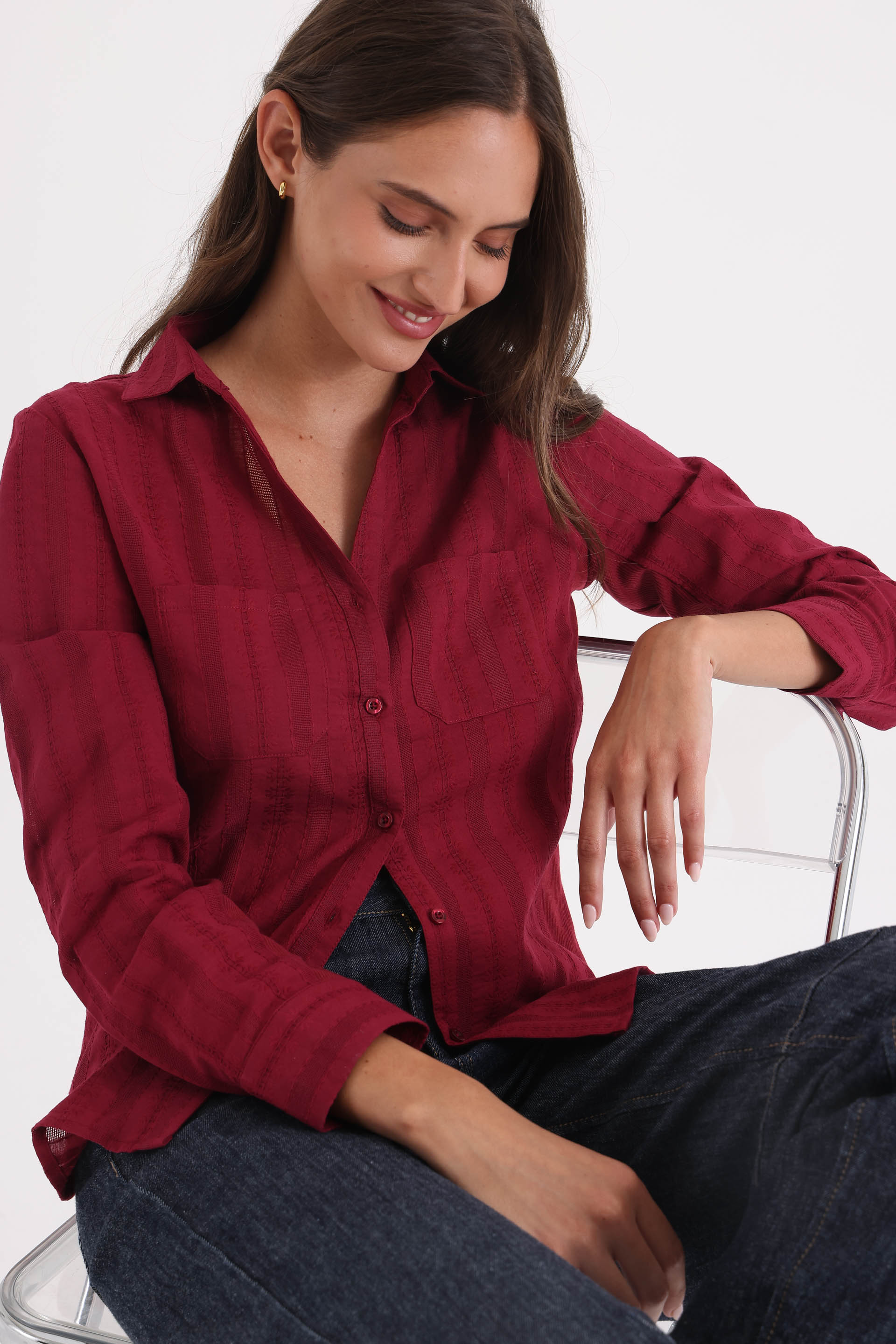 CAMISA LILY TEXTURA BORDO