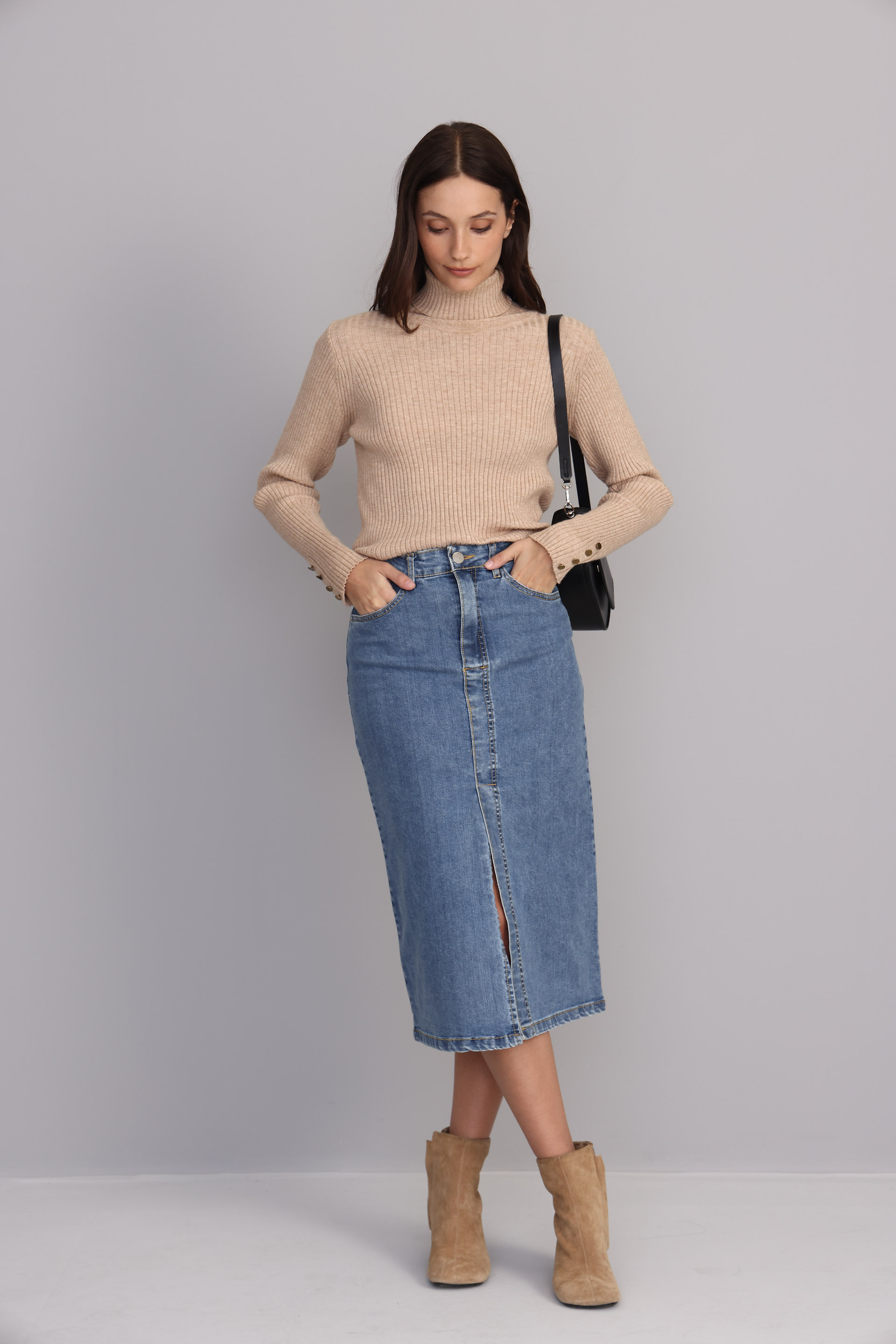 POLLERA DENIM MIDI AZUL 