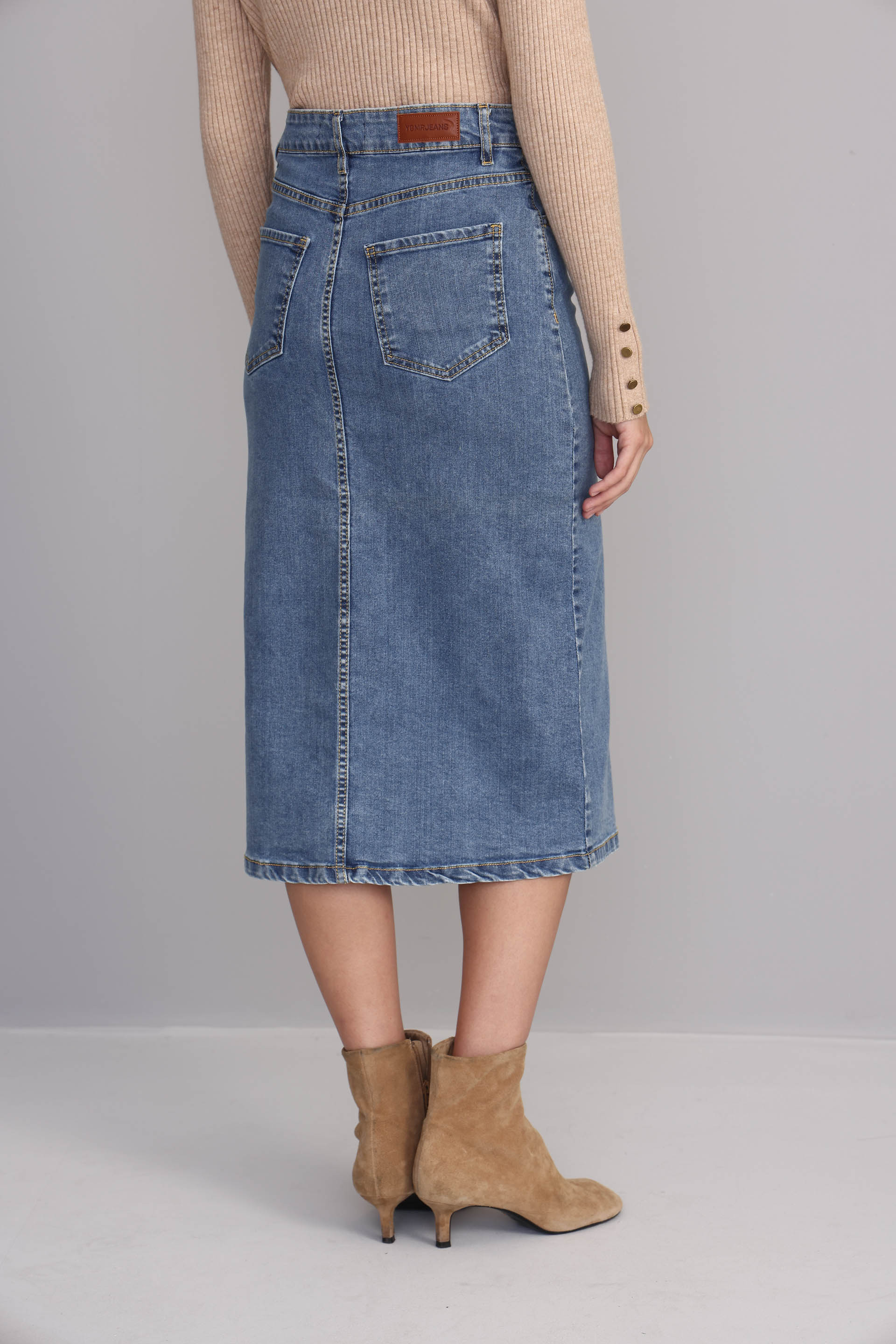 POLLERA DENIM MIDI AZUL 