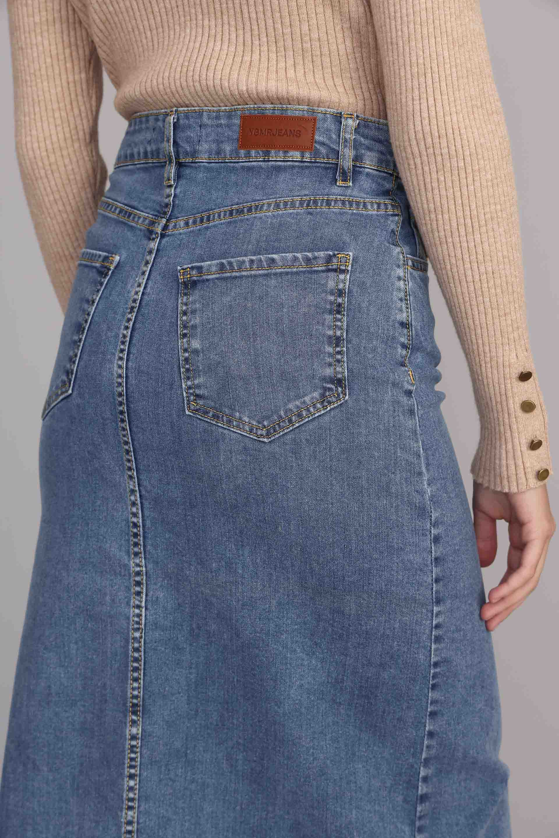 POLLERA DENIM MIDI AZUL 