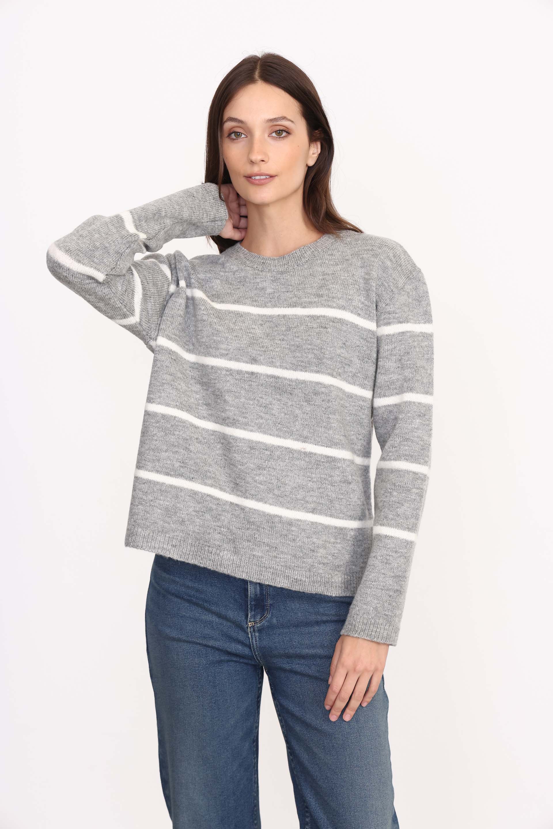 SWEATER RAYADO MADRID GRIS MELANGE