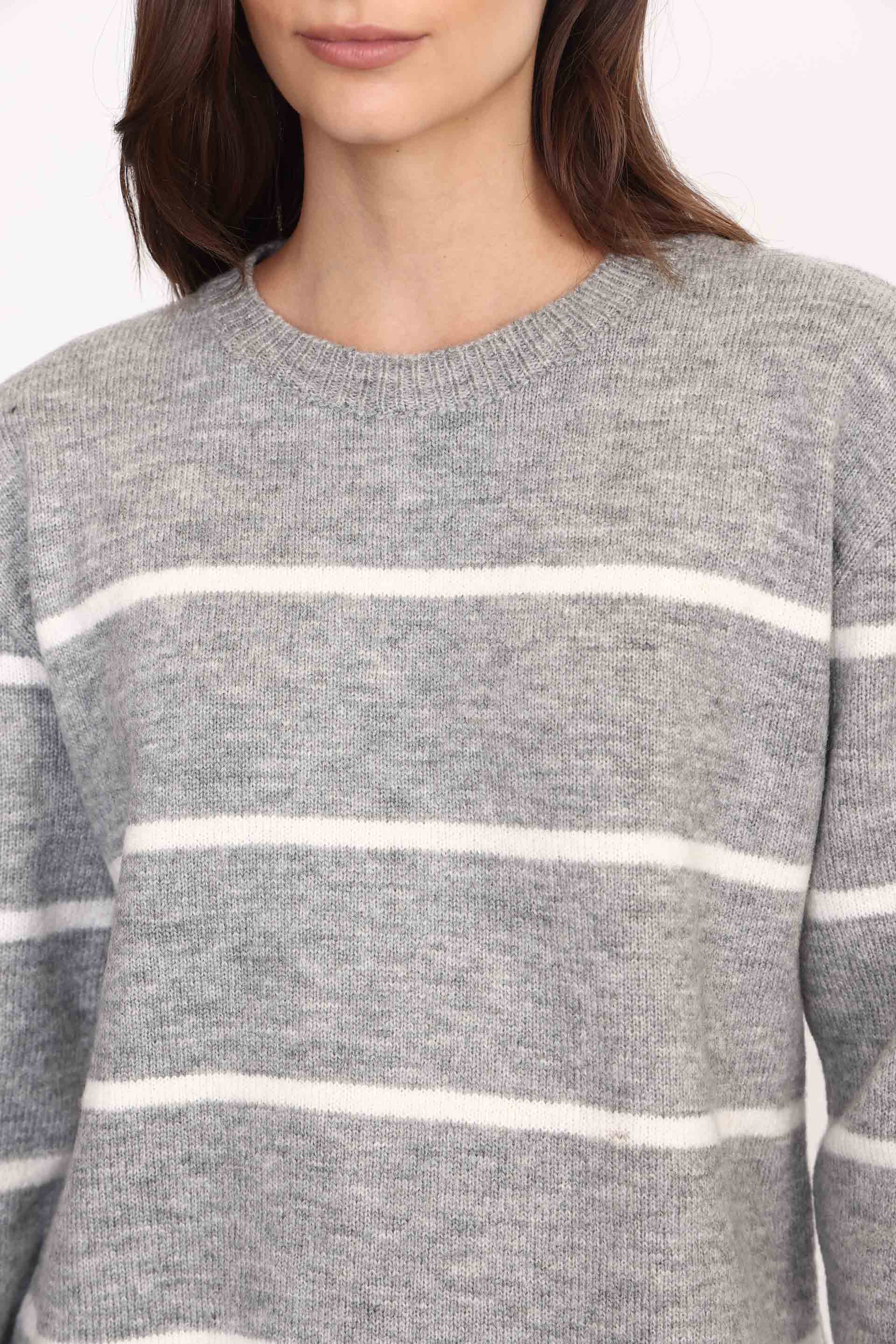 SWEATER RAYADO MADRID GRIS MELANGE