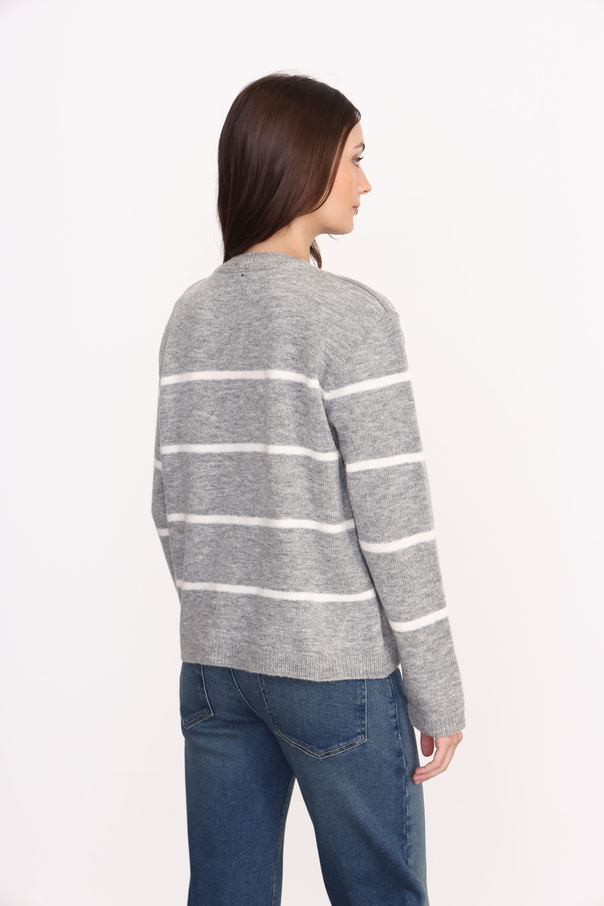 SWEATER RAYADO MADRID GRIS MELANGE
