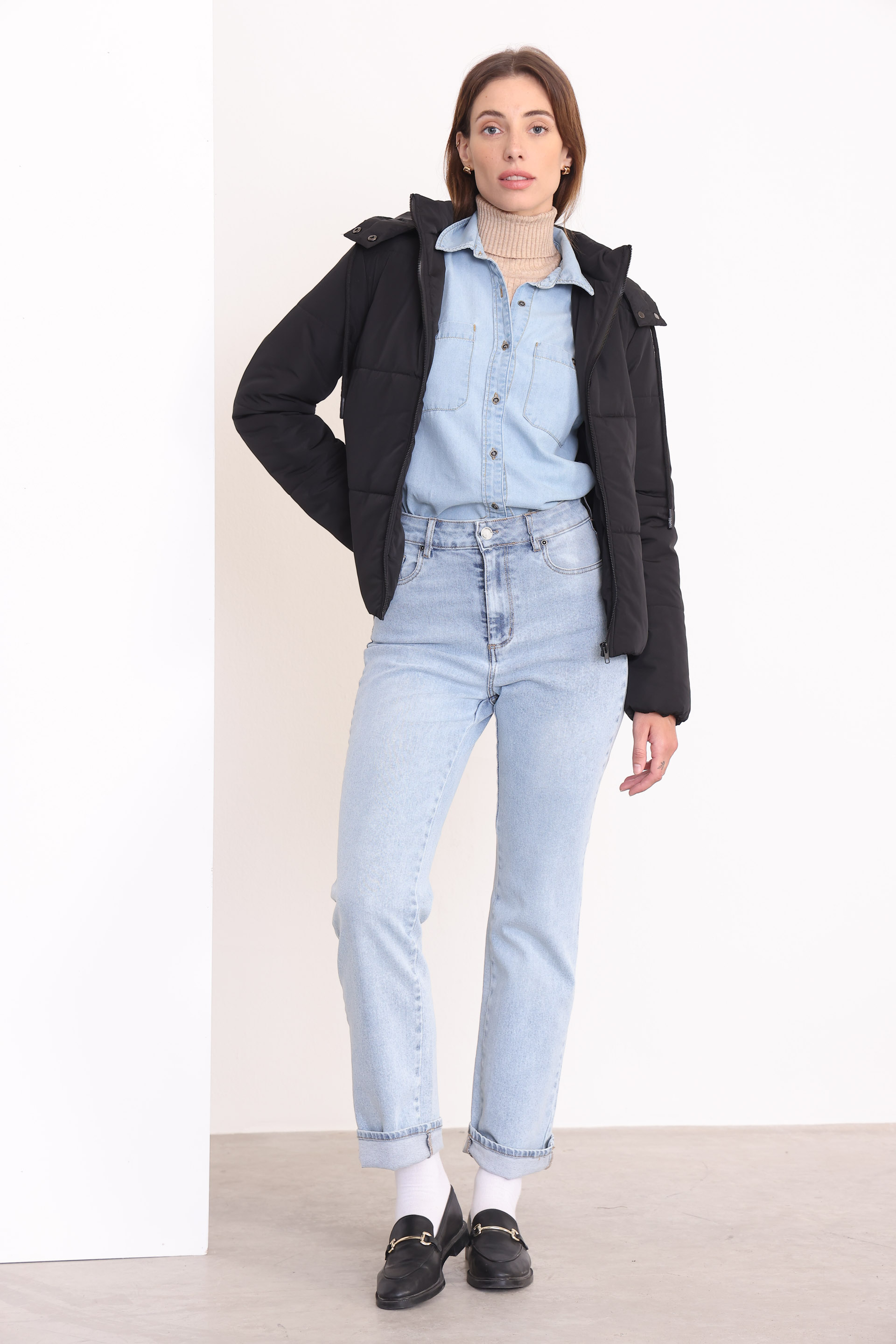 CAMPERA PUFFER CORTA MARTINA NEGRO 