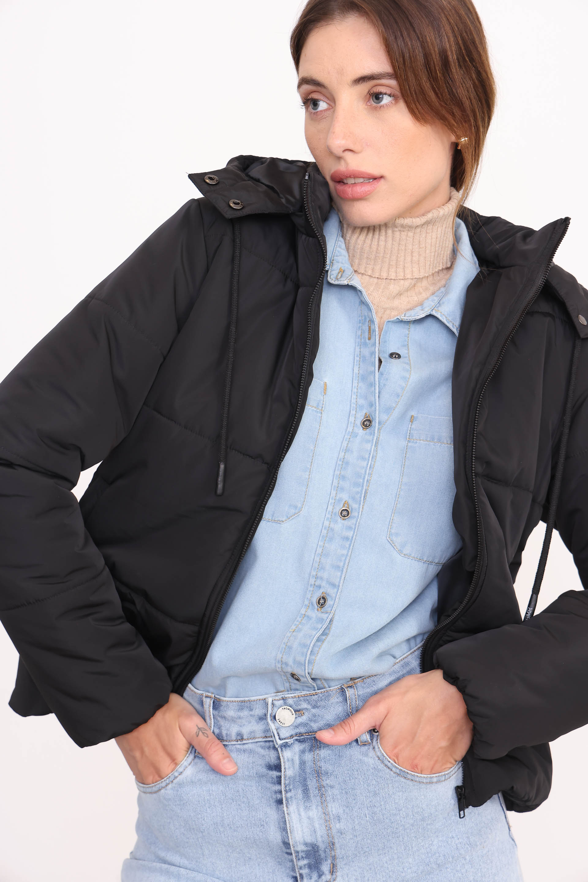 CAMPERA PUFFER CORTA MARTINA NEGRO 