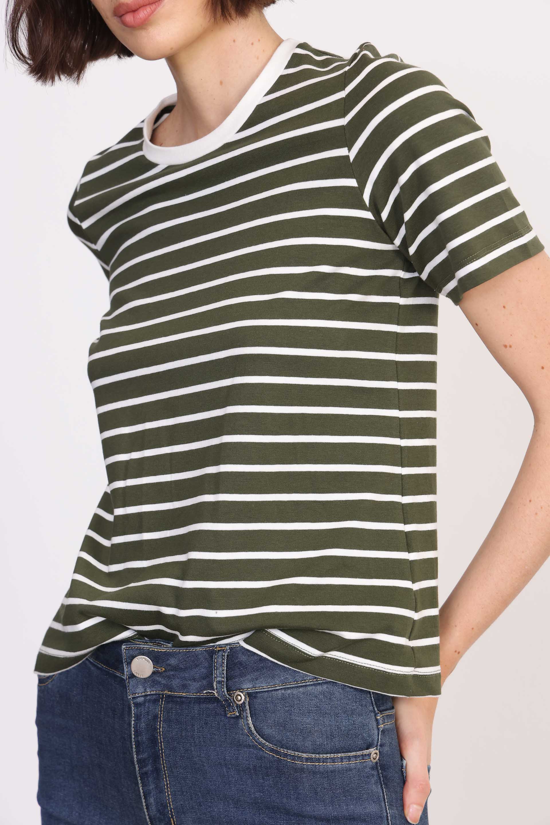 REMERA RAYADA GINA VERDE MILITAR
