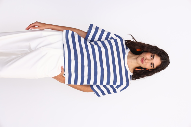 REMERA RAYADA CALAAZUL MARINO