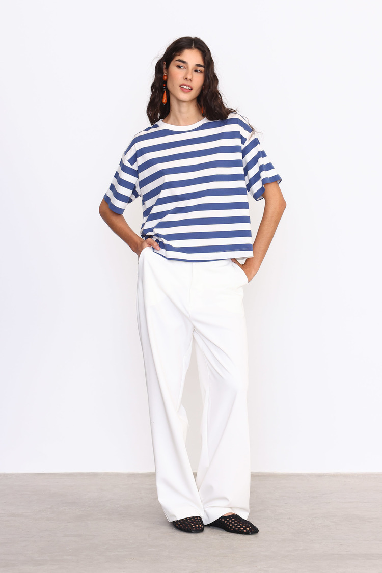 REMERA RAYADA CALAAZUL MARINO
