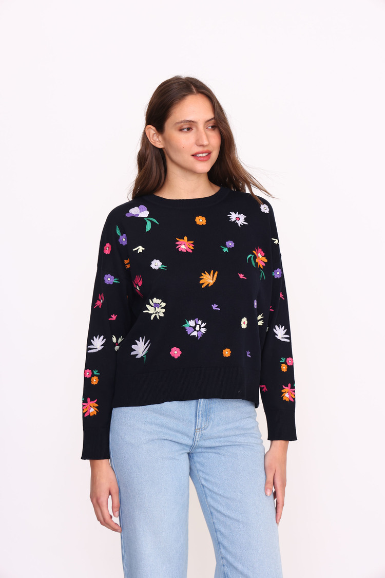SWEATER BORDADO MILLIE AZUL MARINO