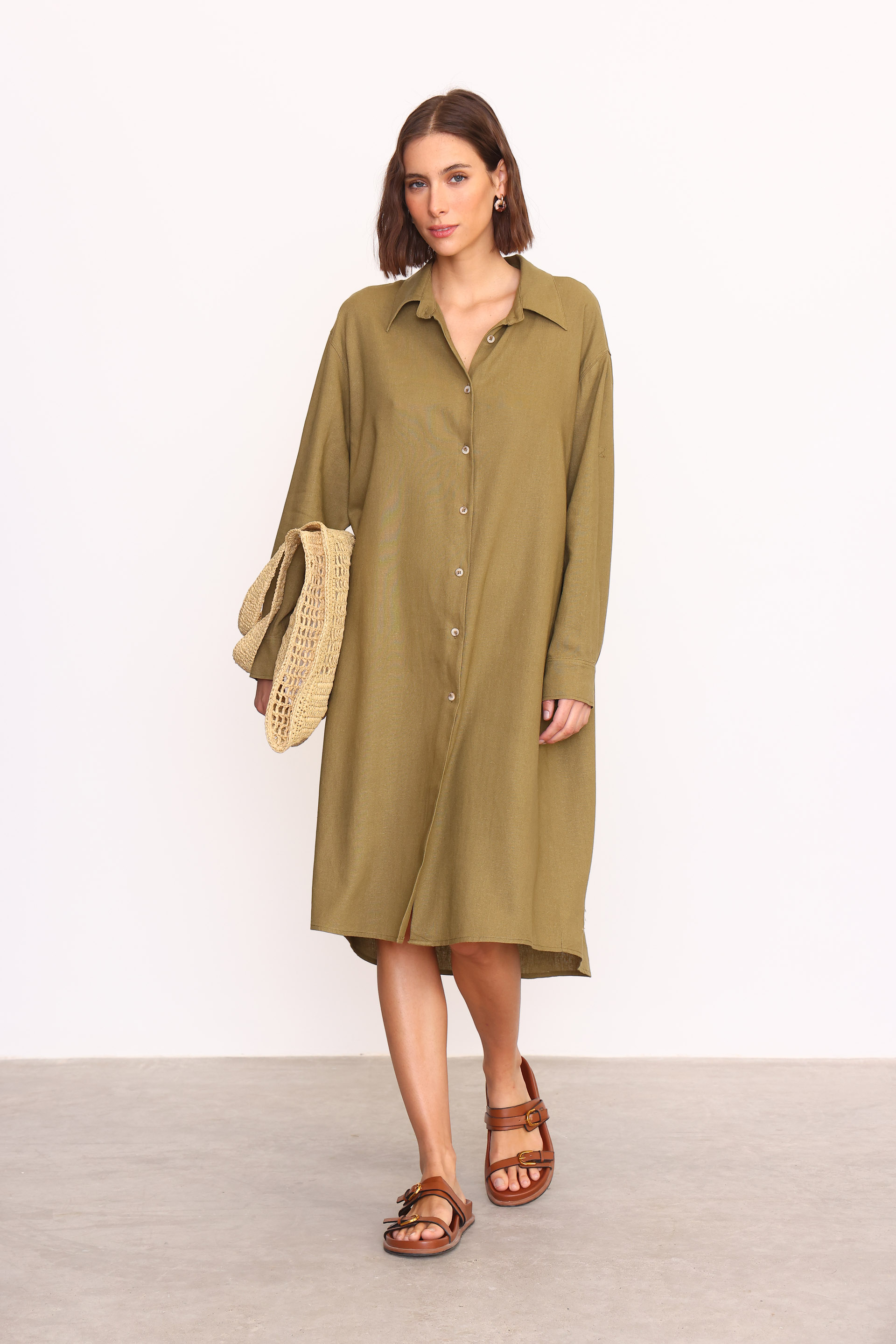 VESTIDO AZU VERDE OLIVA