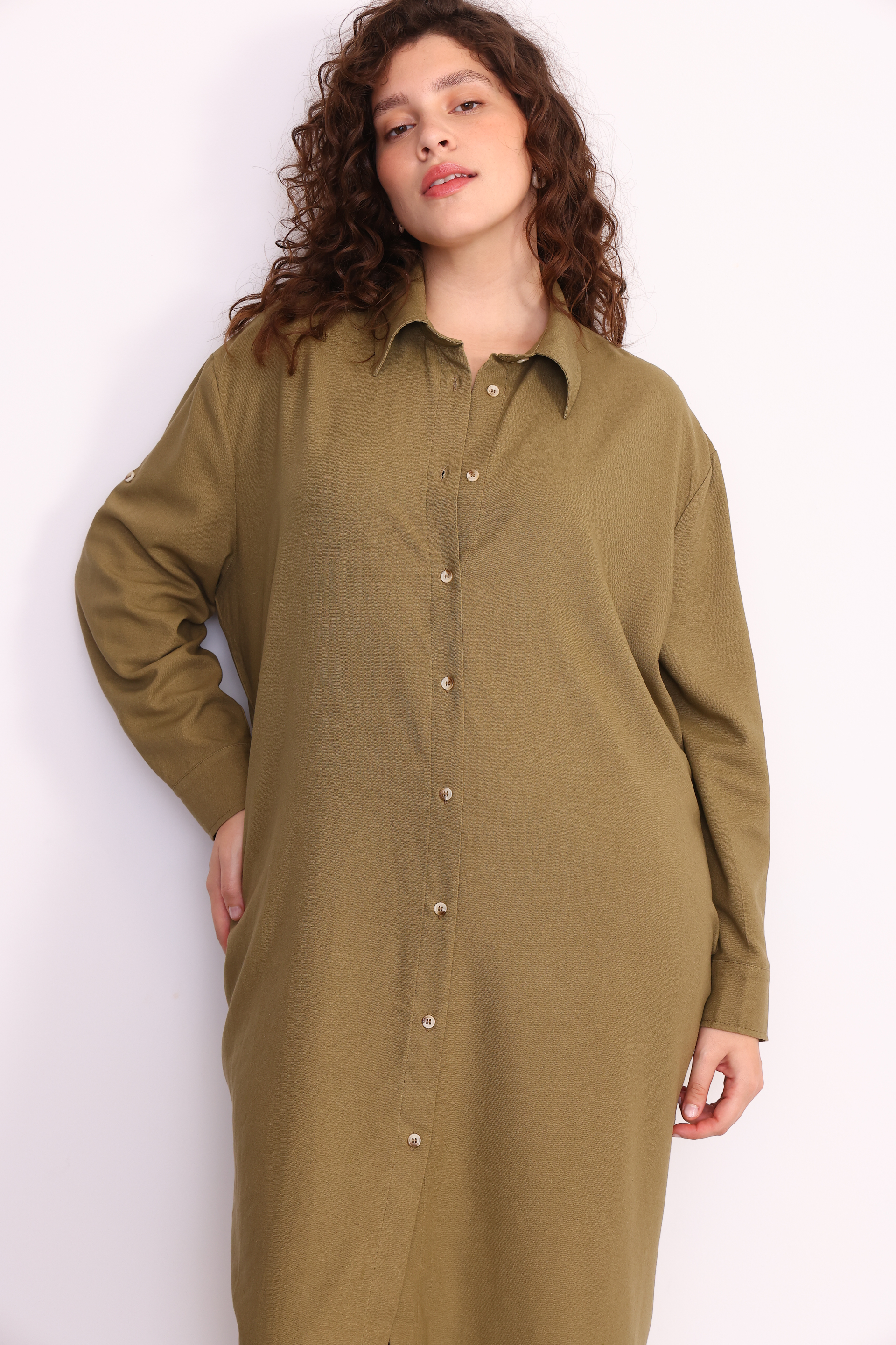 VESTIDO AZU VERDE OLIVA