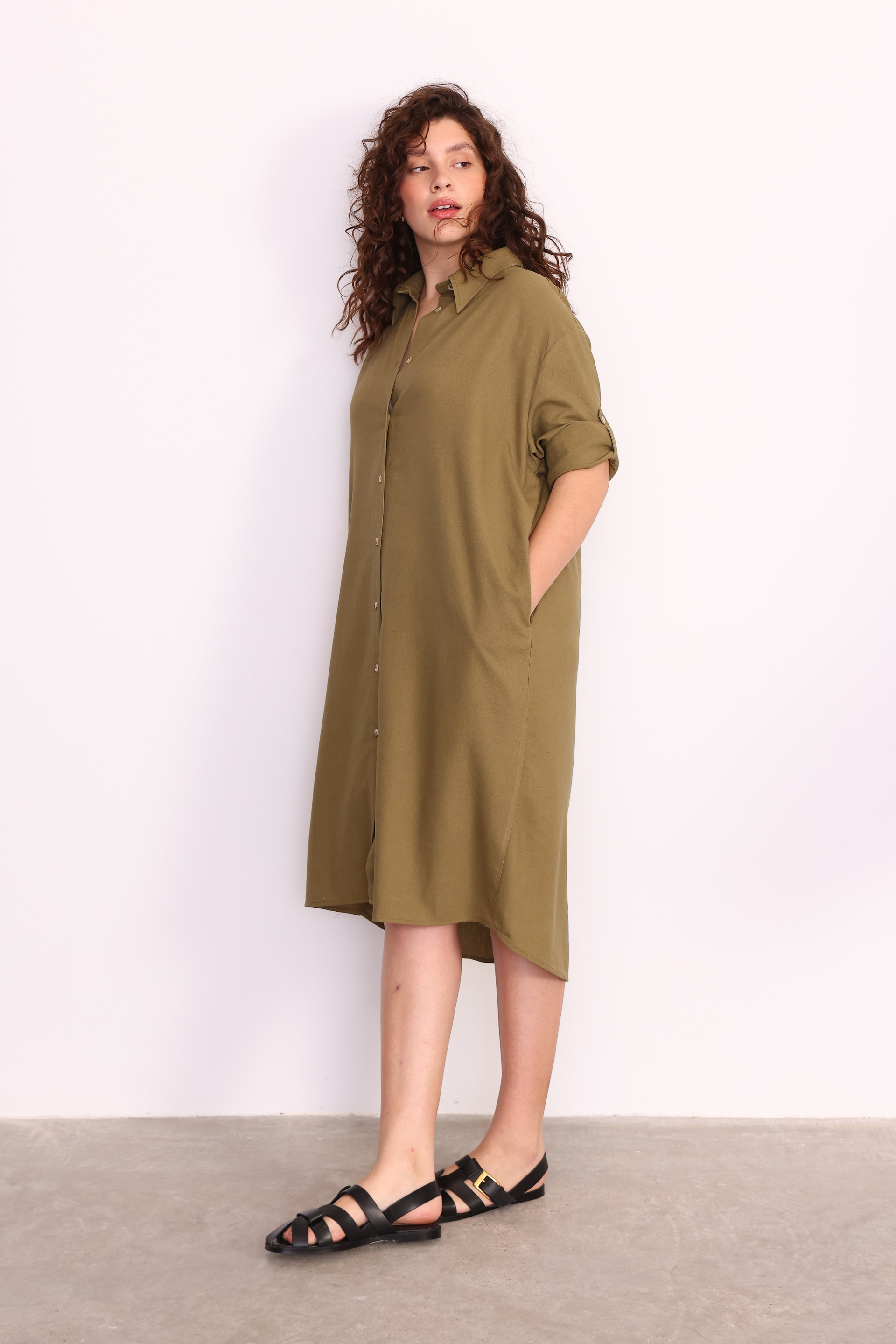 VESTIDO AZU VERDE OLIVA