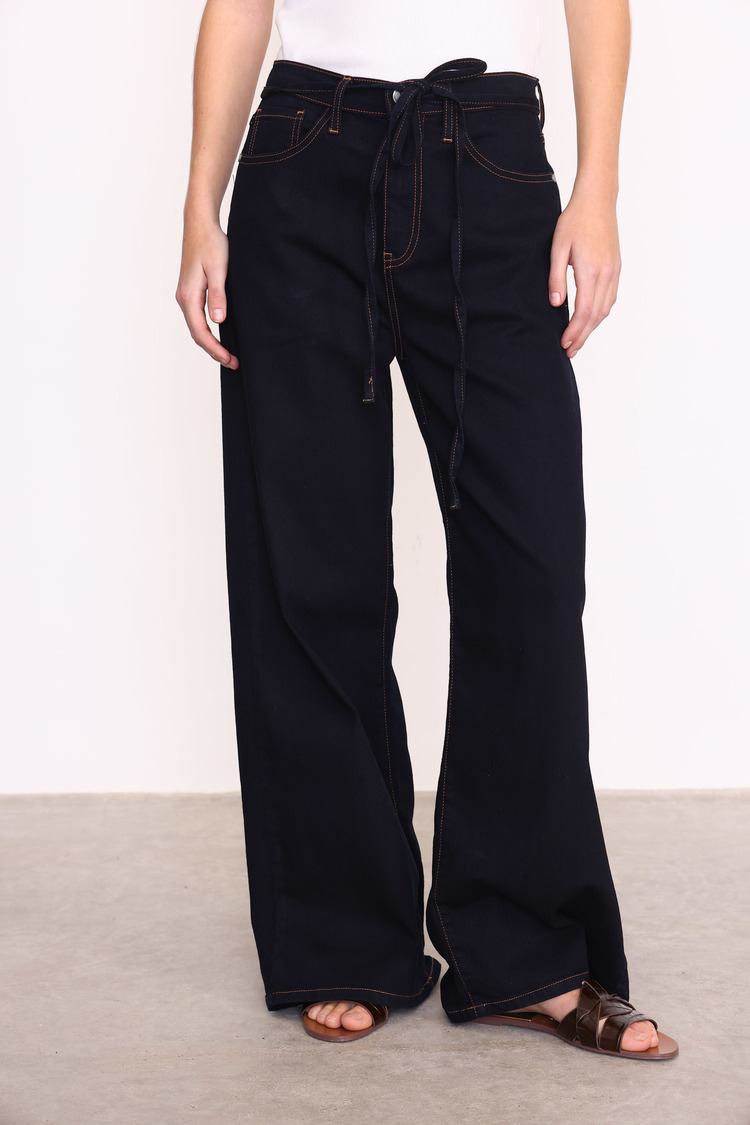 Y005 WIDE LEG T.ALTO ACID BLUE AZUL MARINO