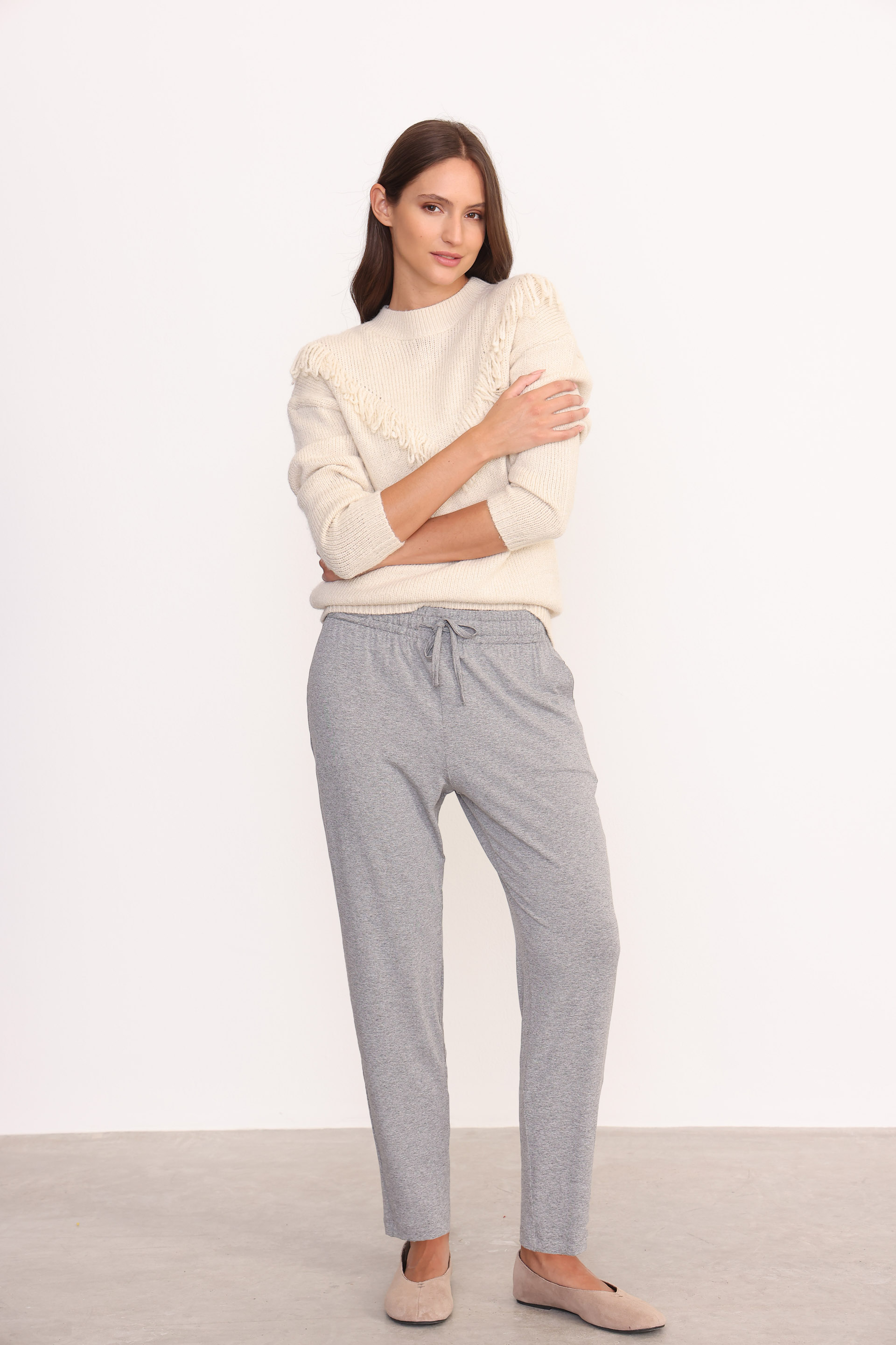 PANTALON BOHO ARETHA GRIS MELANGE
