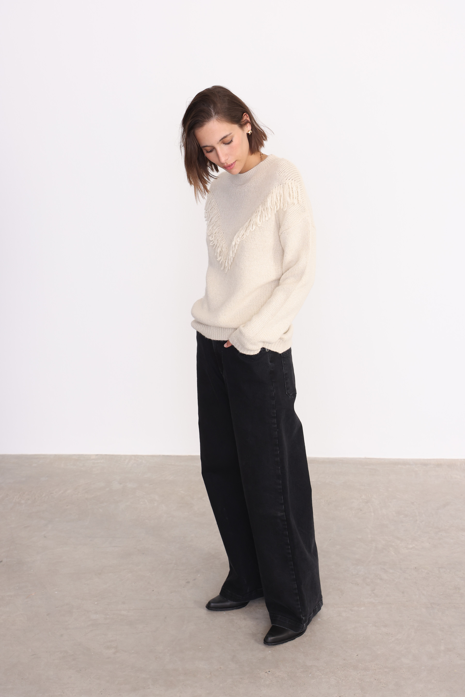 SWEATER FLECOS FRANCESCA MARFIL 