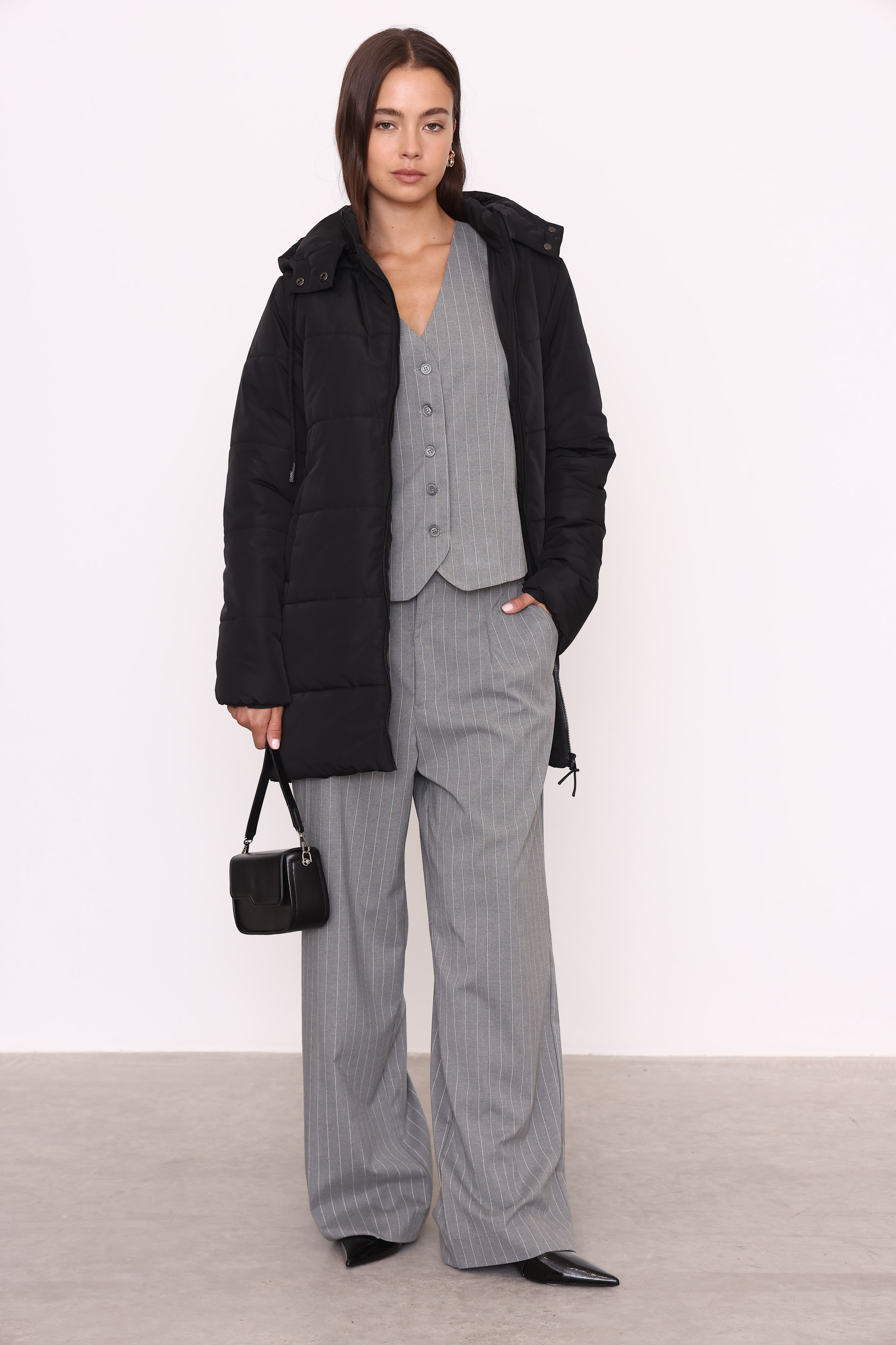 CAMPERA PUFFER LARGA MARTINA NEGRO 