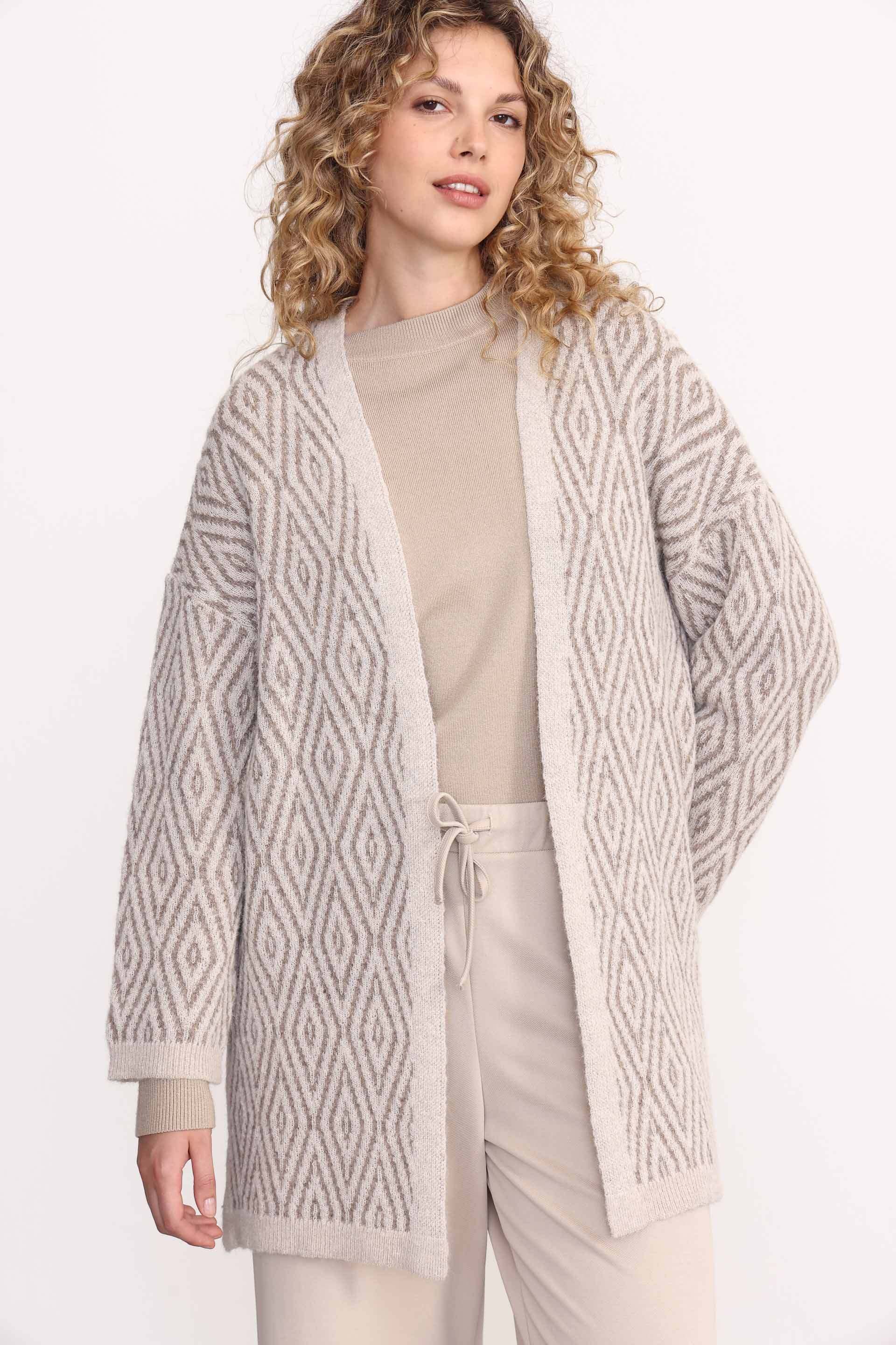 CARDIGAN JACQUARD IRIS BEIGE 