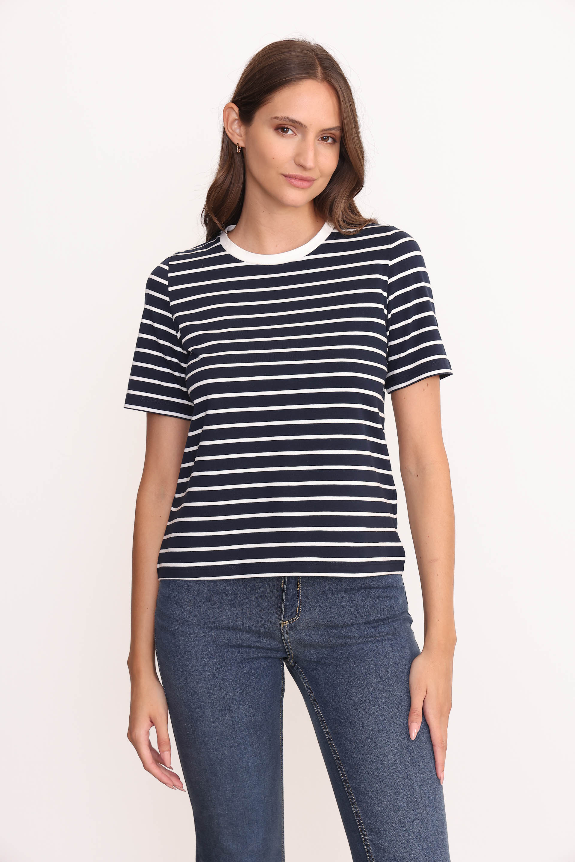 REMERA RAYADA GINA AZUL MARINO