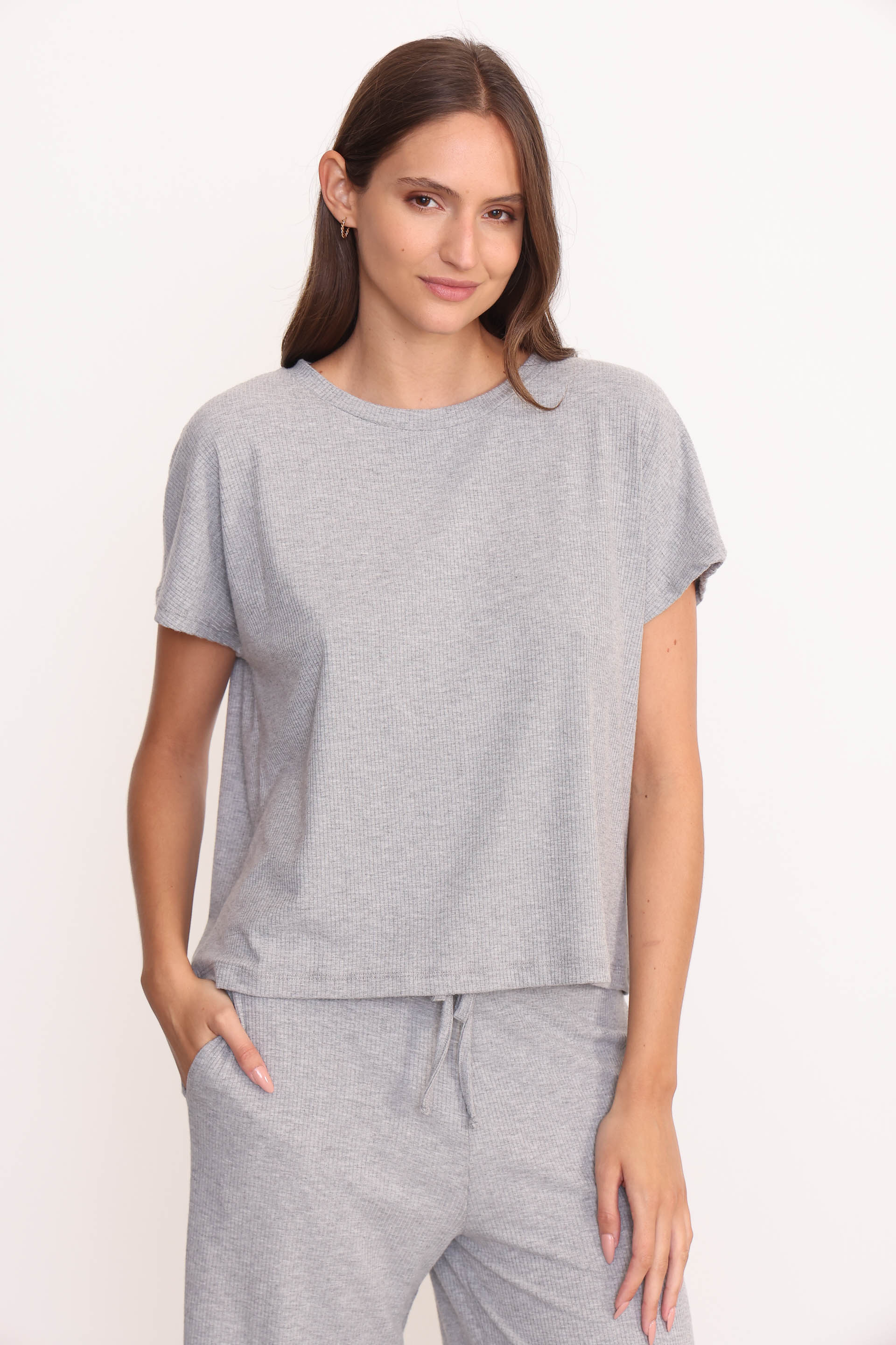 REMERA BRINA GRIS MELANGE