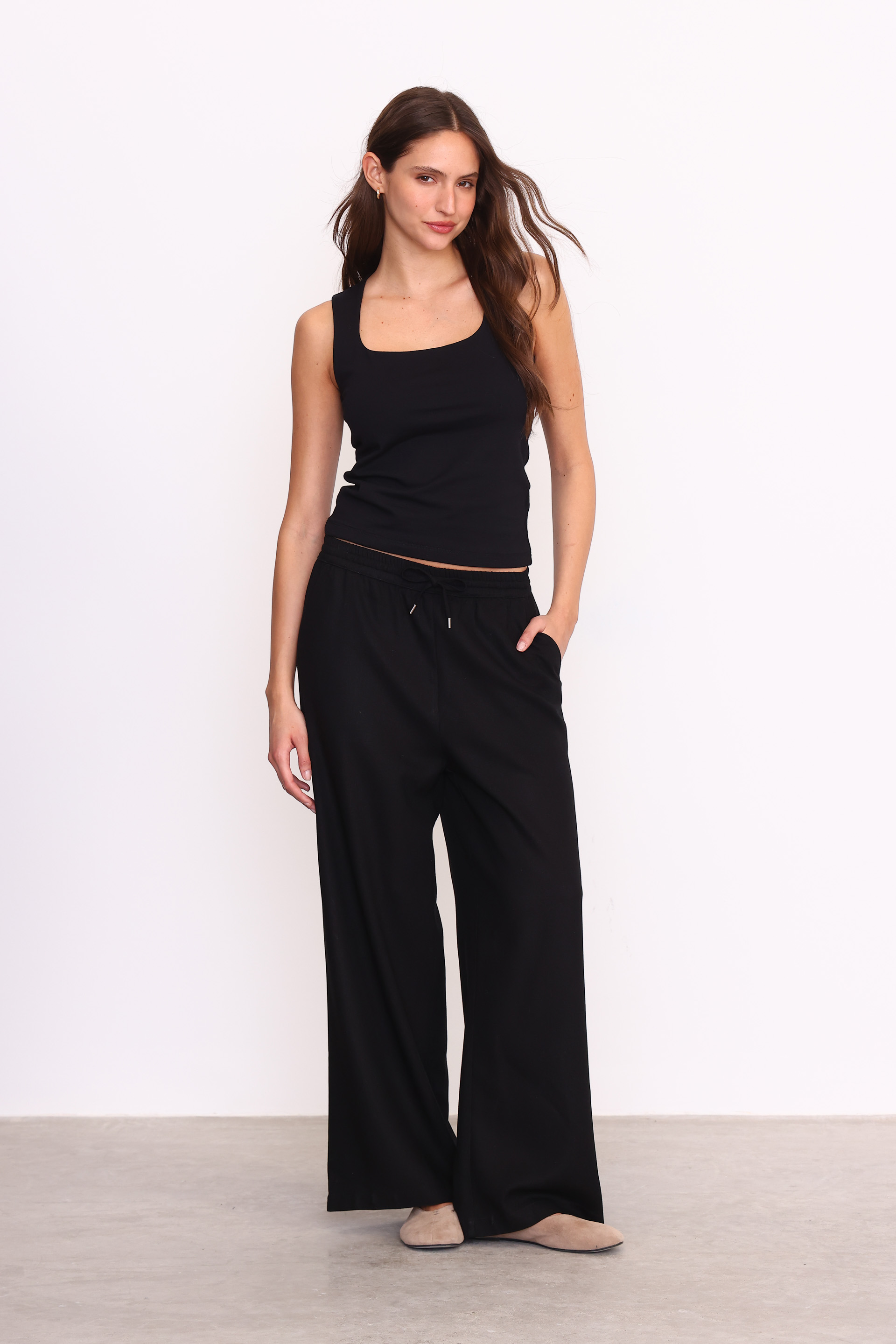 PANTALON  WIDE LEG PIA  NEGRO