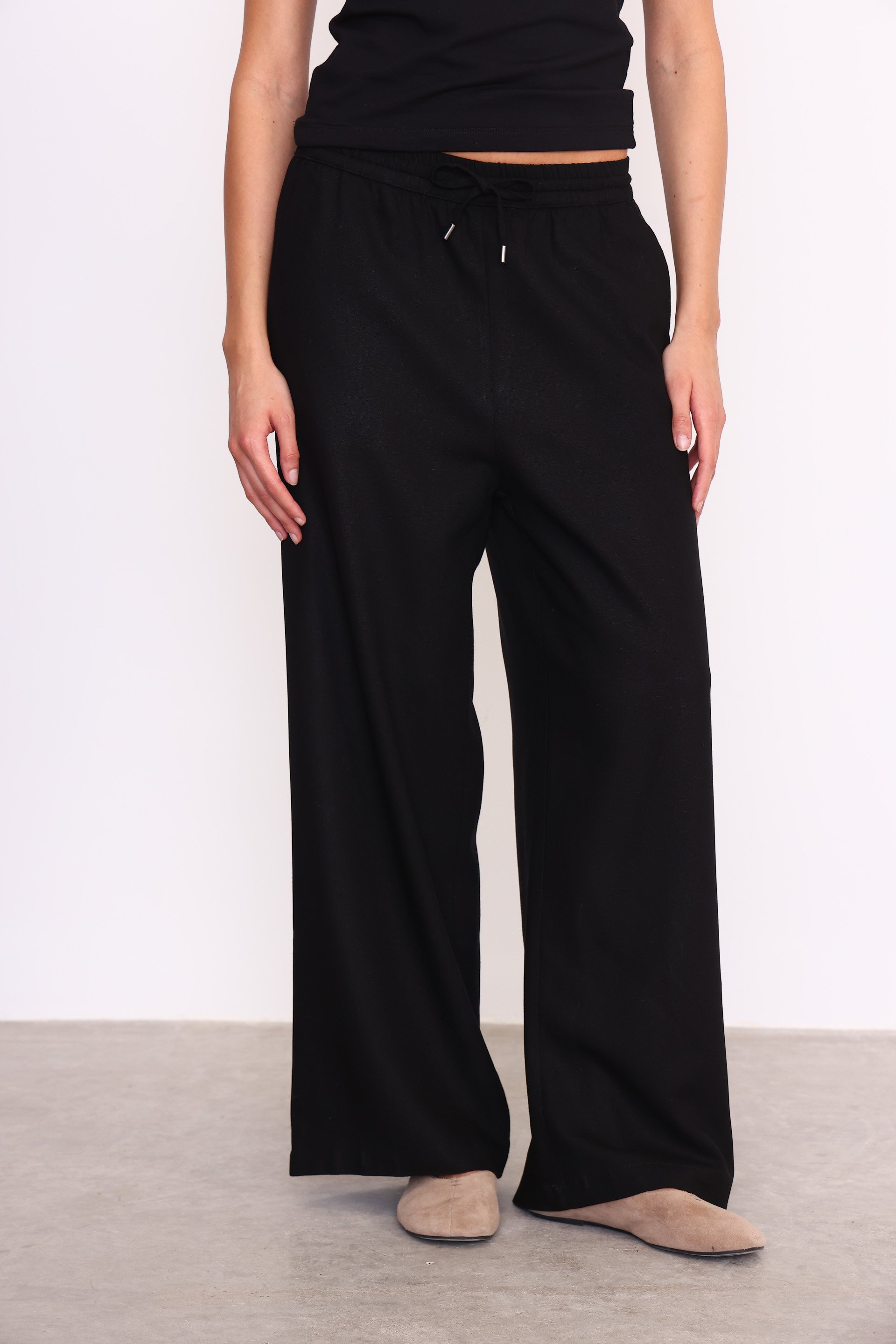 PANTALON  WIDE LEG PIA  NEGRO