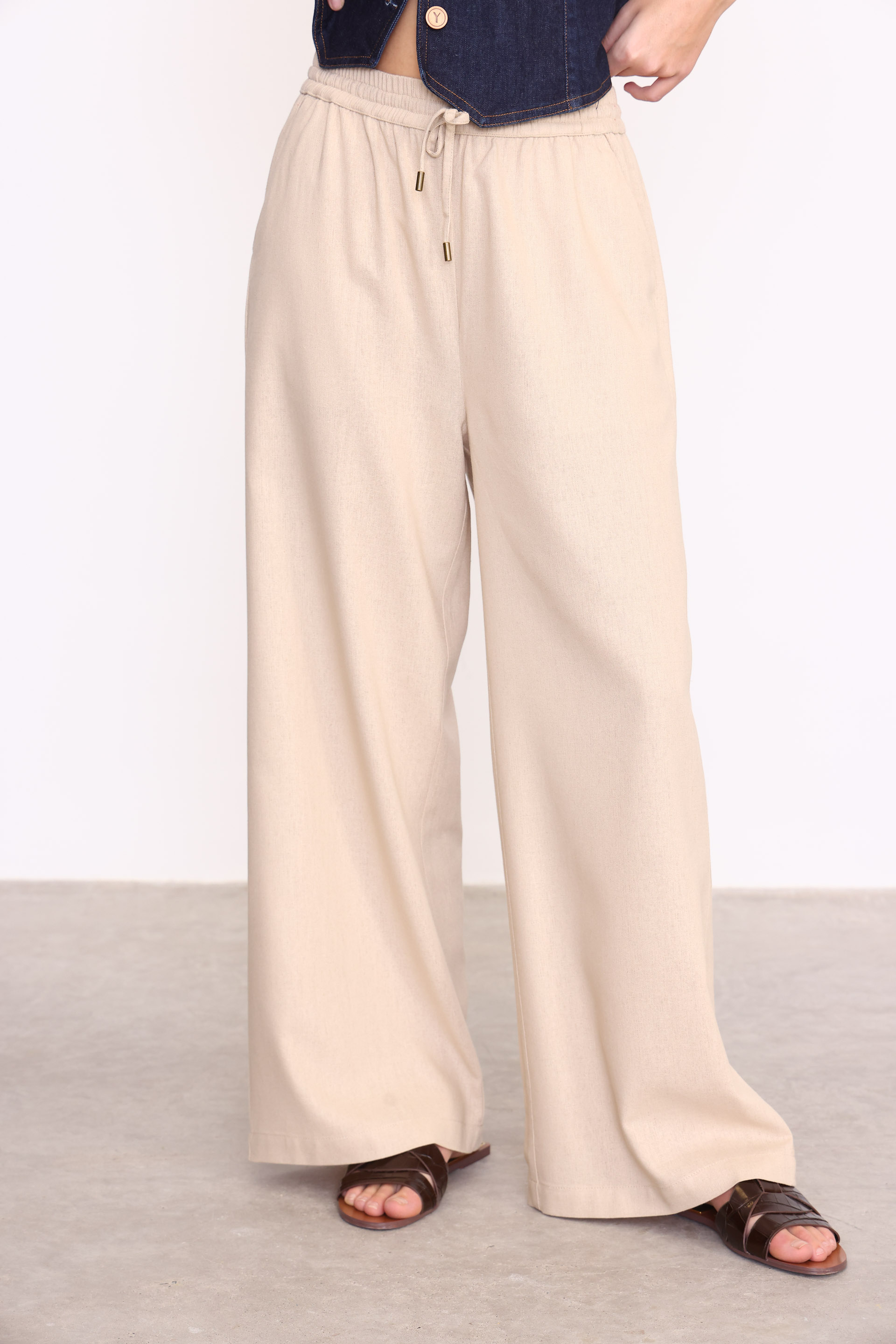 PANTALON  WIDE LEG PIA  BEIGE